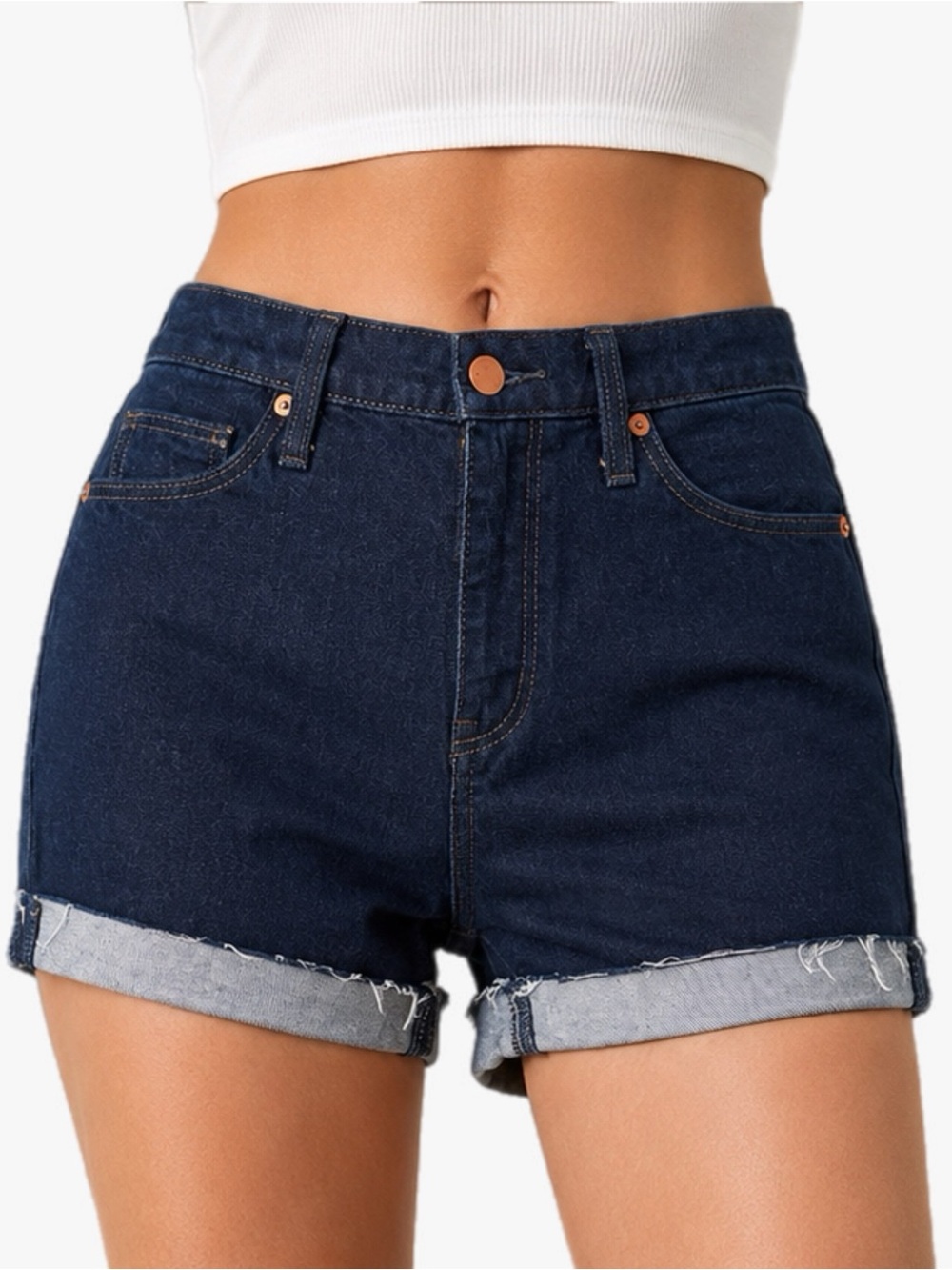 Universal Thread Vintage Midi Dark Blue Denim Roll-Cuff Women's Shorts Size 0
